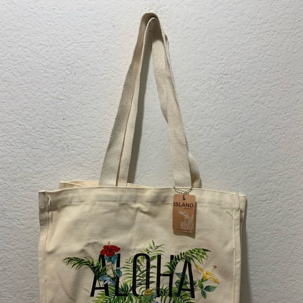 New Aloha canvas tote bag 12”x14”